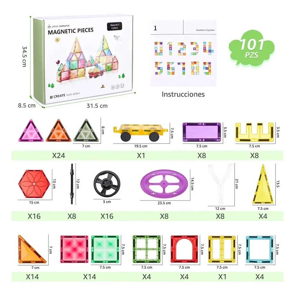 XZ-D20 Little Carpenter Magnetic Pieces 100Pcs 3Yr+ Stem Toys
